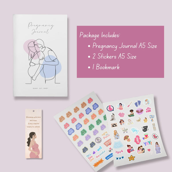 Rays Of Ink Pregnancy Journal for Mom to Be | Pregnancy Planner | 40 Week Journal for Expecting Moms with Stickers & Bookmark | Gift for New Moms - Track Baby Bump, Mood & Milestones