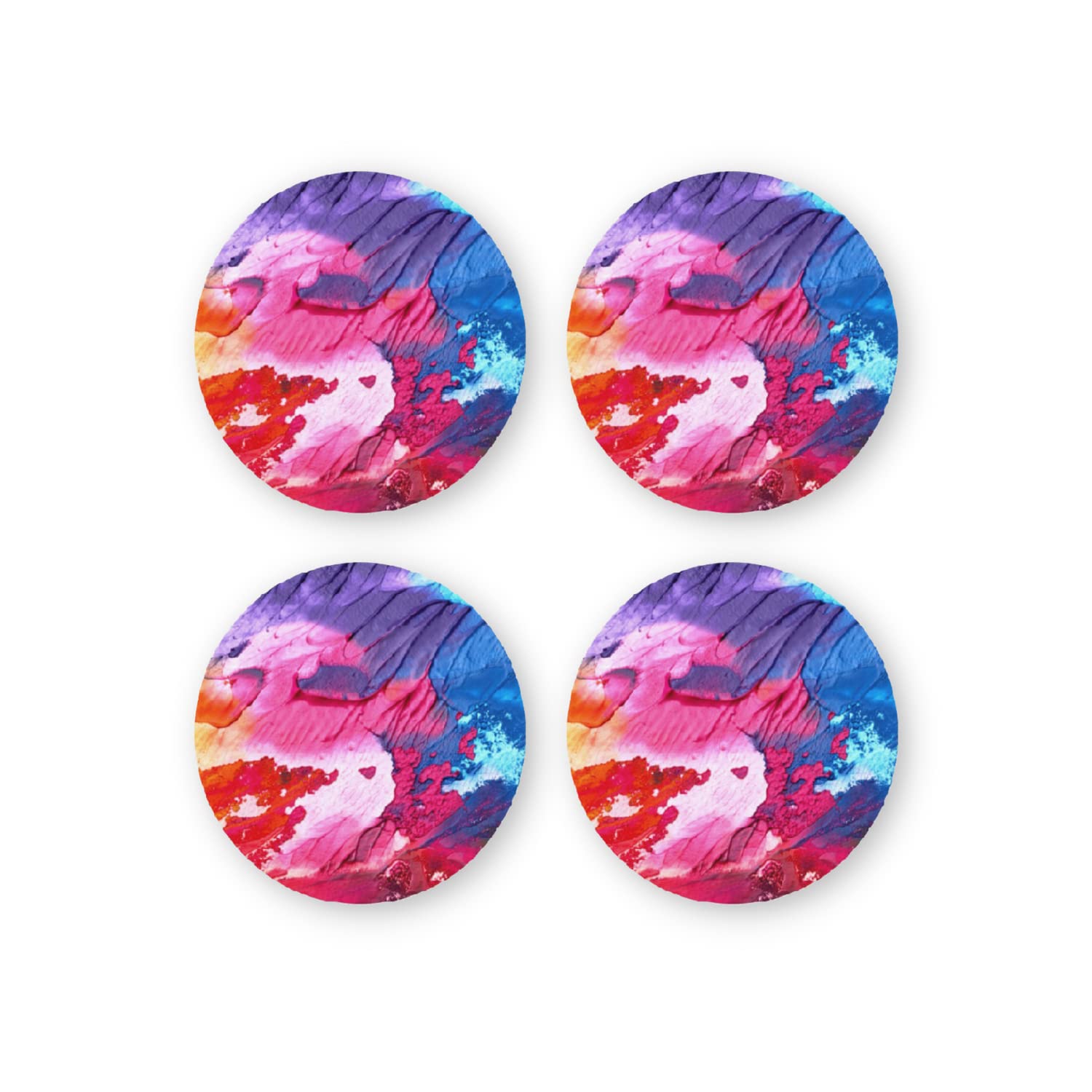Rays Of Ink Printed Drink Coasters (Set of 4) | MDF Wood Material Coasters | Non-Slip Decorated Coasters for Home and Kitchen | Tea Coasters | Drink Coasters | (Round, Abstarct 1)