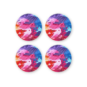 Rays Of Ink Printed Drink Coasters (Set of 4) | MDF Wood Material Coasters | Non-Slip Decorated Coasters for Home and Kitchen | Tea Coasters | Drink Coasters | (Round, Abstarct 1)