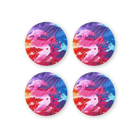 Rays Of Ink Printed Drink Coasters (Set of 4) | MDF Wood Material Coasters | Non-Slip Decorated Coasters for Home and Kitchen | Tea Coasters | Drink Coasters | (Round, Abstarct 1)
