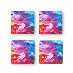Rays Of Ink Printed Drink Coasters (Set of 4) | MDF Wood Material Coasters | Non-Slip Decorated Coasters for Home and Kitchen | Tea Coasters | Drink Coasters | (Square, Abstarct 1)