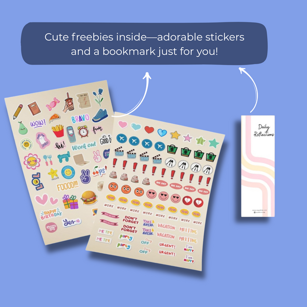 Rays Of Ink "Daily Reflections" Undated Planner; Gratitude Journal; Guided Journal; Habit Tracker, Budget Tracker & Mood Tracker for Wellness; Free Stickers and Bookmark; 4Months