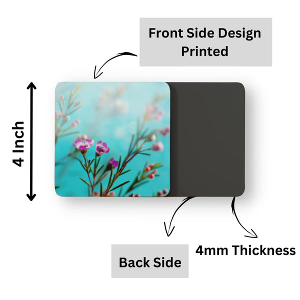 Rays Of Ink Printed Drink Coasters (Set of 4) | MDF Wood Material Coasters | Non-Slip Decorated Coasters for Home and Kitchen | Tea Coasters | Drink Coasters | (Square, Flower 2)