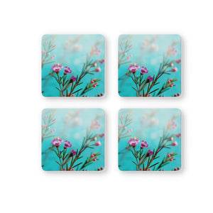 Rays Of Ink Printed Drink Coasters (Set of 4) | MDF Wood Material Coasters | Non-Slip Decorated Coasters for Home and Kitchen | Tea Coasters | Drink Coasters | (Square, Flower 2)