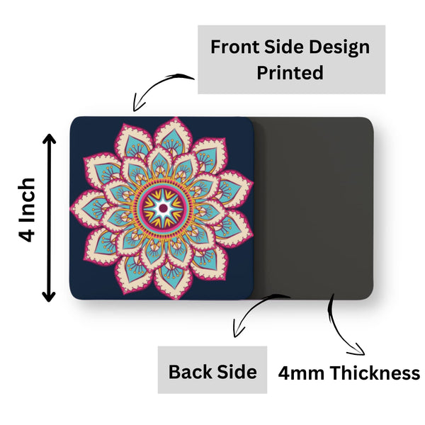 Rays Of Ink Printed Drink Coasters (Set of 4) | MDF Wood Material Coasters | Non-Slip Decorated Coasters for Home and Kitchen | Tea Coasters | Drink Coasters | (Square, Mandala 1)