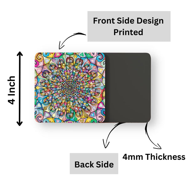 Rays Of Ink Printed Drink Coasters (Set of 4) | MDF Wood Material Coasters | Non-Slip Decorated Coasters for Home and Kitchen | Tea Coasters | Drink Coasters | (Square, Mandala 2)