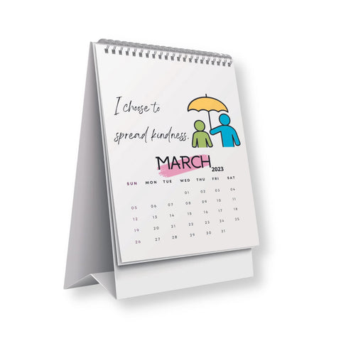 18 Months Standing Rewriteable Desk Calendar with 1mm Tip Pen and Strong Twin-Wiro Binding - 18 Months (9 * 6 Inch) Monthly Desktop Calendar (Positive Affirmations 2023-2024)