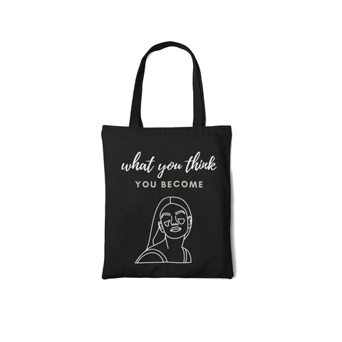 Rays Of Ink Women Black Quote Printed Canvas Tote Bag | Reusable Aesthetic Grocery Bags | Eco-Friendly Tote Bag for Work, Beach, Travel and Shopping Design 3