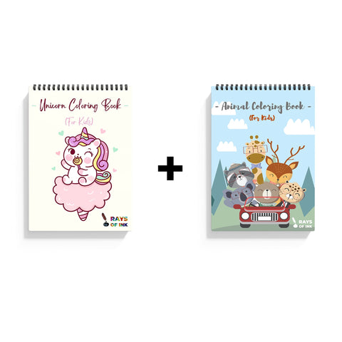 Coloring Book Combo For Kids | 4-9 Years | Best Gift To Children For Drawing, Painting | Recycled 120 GSM Thick Paper | Set of 2 (Unicorn and Animal)